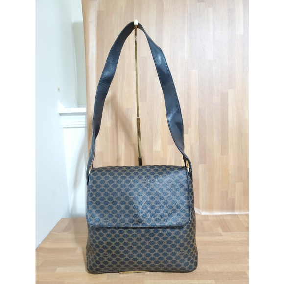 Celine Vintage Flap Shoulder Bag Macadam Coated Canvas Medium - Picture 4 of 12